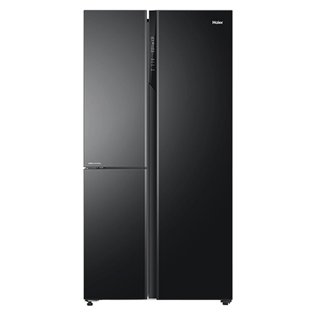 Refrigerator SBS 673 Ltr Black  Haier Black Glass