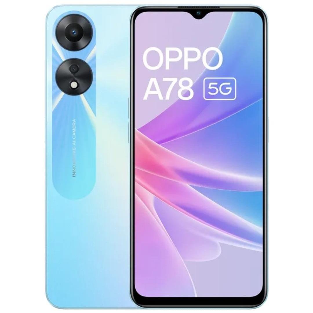 Mobile Phones 6.56 Inch Blue  Oppo A78 5G (8GB + 128)-Glowing Blue